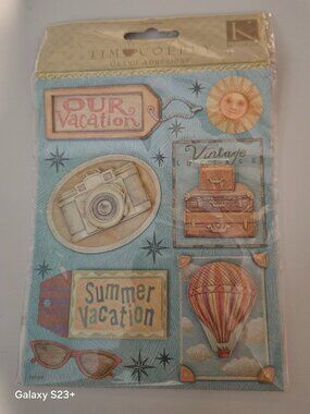 RARE NIP K & CO TIM COFFEY FABRIC EMBELLISHMENT SCRAPBOOKING TRAVEL STICKERS